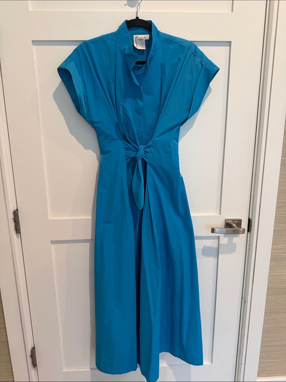 Finley Teal Blue Midi Tie Dress